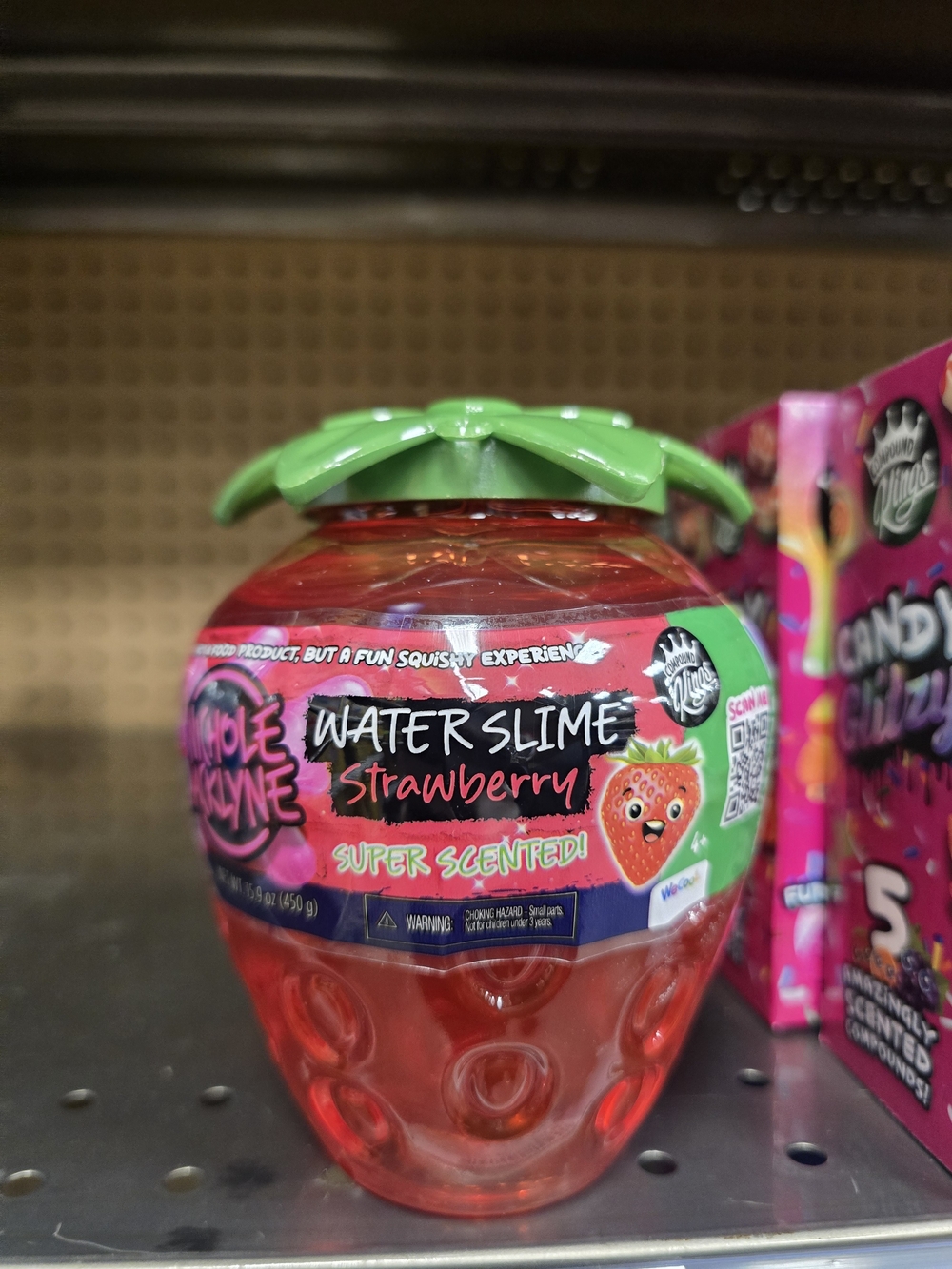 Water Slime Strawberry Super Scented Toy - Green Lid, Red Slime